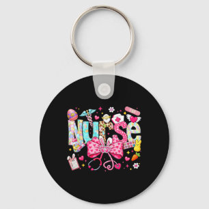 Easter Nurse Coquette Bow Stethoscope Bunny Rabbit Key Ring