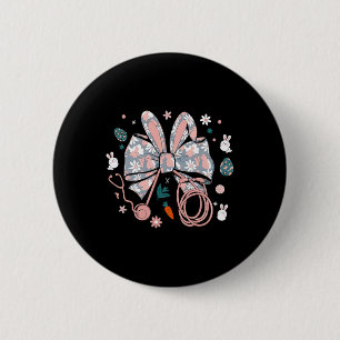 Easter Nurse Coquette Bow Stethoscope Bunny Scrub 6 Cm Round Badge