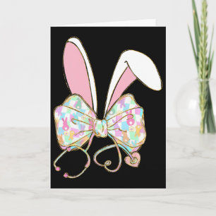 Easter Nurse Coquette Bow Stethoscope Bunny Scrub Card