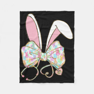 Easter Nurse Coquette Bow Stethoscope Bunny Scrub Fleece Blanket