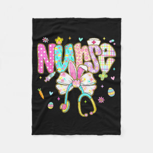 Easter Nurse Coquette Bow Stethoscope Bunny Scrub Fleece Blanket