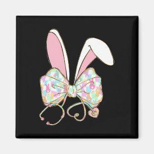 Easter Nurse Coquette Bow Stethoscope Bunny Scrub Magnet