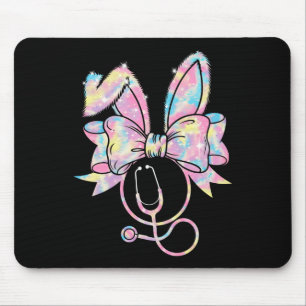 Easter Nurse Coquette Bow Stethoscope Bunny Scrub  Mouse Pad