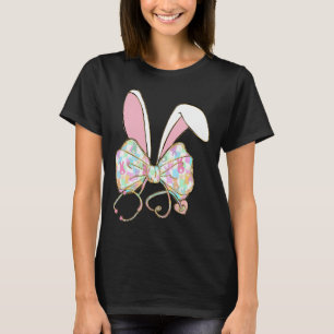 Easter Nurse Coquette Bow Stethoscope Bunny Scrub T-Shirt