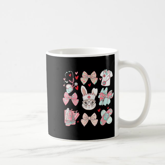 Easter nurse coquette bunny stethoscope bow rabbit coffee mug (Right)