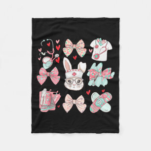 Easter nurse coquette bunny stethoscope bow rabbit fleece blanket