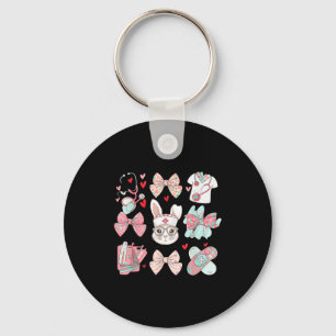 Easter nurse coquette bunny stethoscope bow rabbit key ring