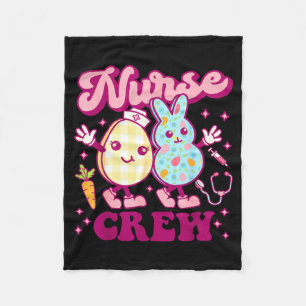 Easter Nurse Crew PEDS Groovy NICU Nurse Bunny Egg Fleece Blanket