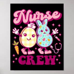 Easter Nurse Crew PEDS Groovy NICU Nurse Bunny Egg Poster
