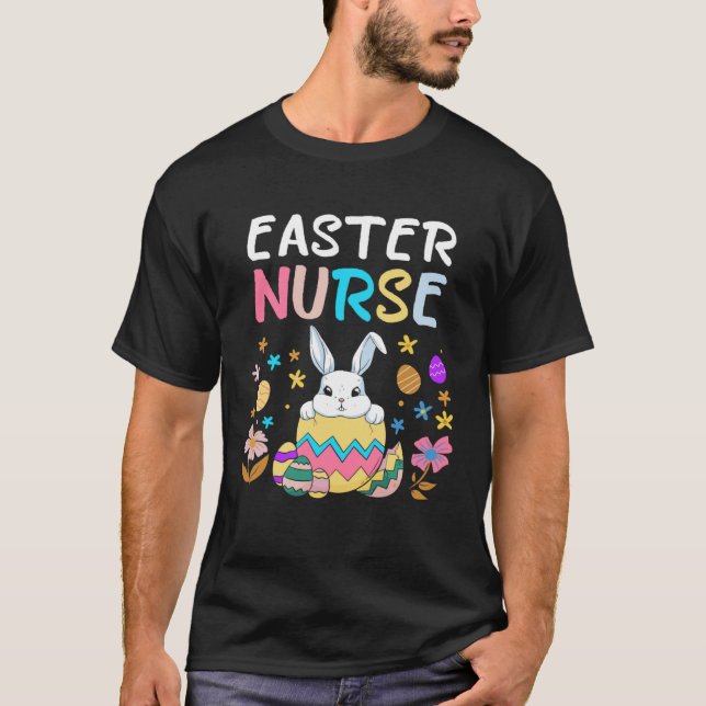 Easter Nurse Happy Easter Day Women Men Rabbit Bun T-Shirt (Front)