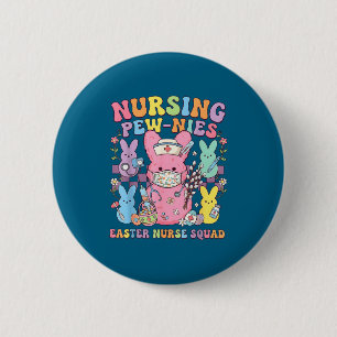 Easter nurse retro bunny nursing squad cute spring 6 cm round badge