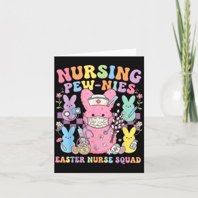 Easter nurse retro bunny nursing squad cute spring card (Front)
