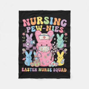Easter Nurse Retro Bunny Nursing Squad Tee Cute Fleece Blanket