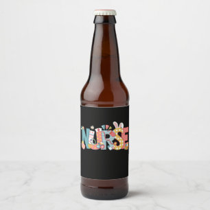 Easter Nurse Stethoscope Bunny Rabbit Eggs Beer Bottle Label