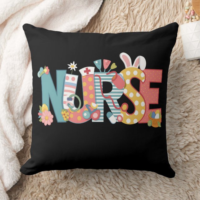 Easter Nurse Stethoscope Bunny Rabbit Eggs Cushion (Blanket)