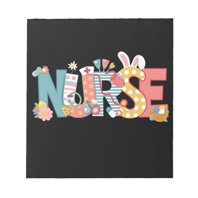 Easter Nurse Stethoscope Bunny Rabbit Eggs Notepad (Front)
