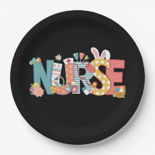 Easter Nurse Stethoscope Bunny Rabbit Eggs Paper Plate