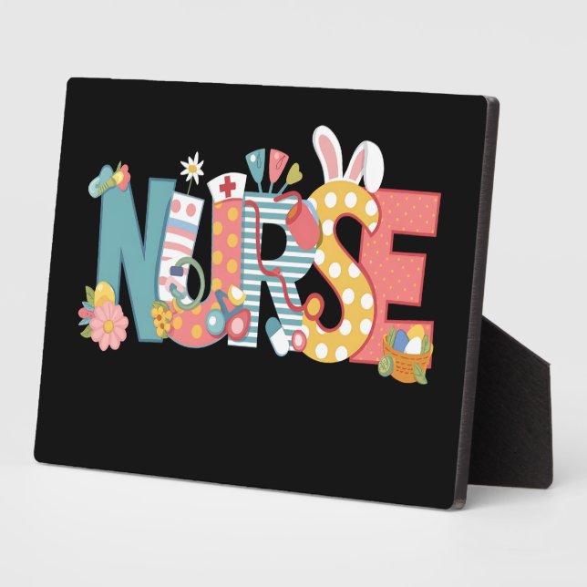 Easter Nurse Stethoscope Bunny Rabbit Eggs Plaque (Side)