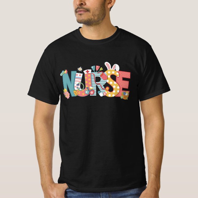 Easter Nurse Stethoscope Bunny Rabbit Eggs T-Shirt (Front)