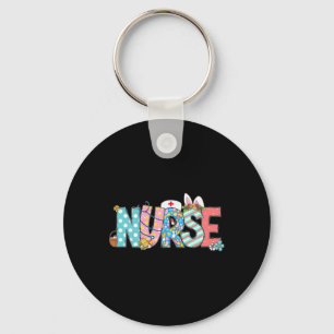 Easter Nurse With Stethoscope And Easter Eggs Nurs Key Ring