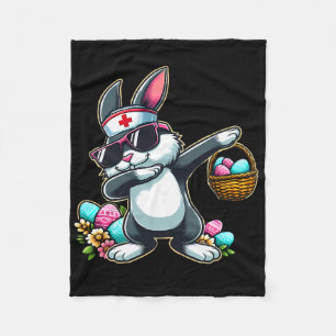 Easter Nurse Women Cute Bunny Nurse Easter Rn Lpn  Fleece Blanket