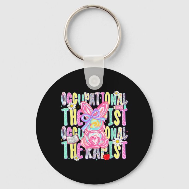 Easter Occupational Therapist Cute Colourful Sprin Key Ring (Front)