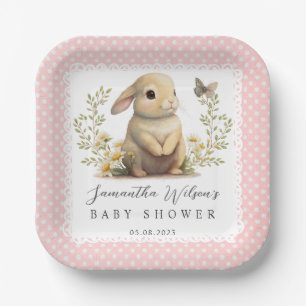 Easter Oh Baby Bunny Spring Girl Baby Shower Paper Plate