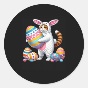Easter orange cat bunny ears funny costume kidsEas Classic Round Sticker