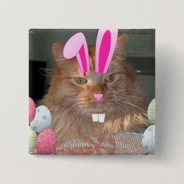 Easter Orange Tabby Kitty Cat 15 Cm Square Badge (Front)