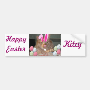 Easter Orange Tabby Kitty Cat Bumper Sticker