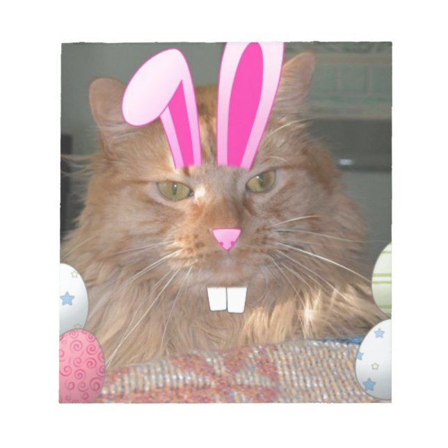 Easter Orange Tabby Kitty Cat Notepad (Front)