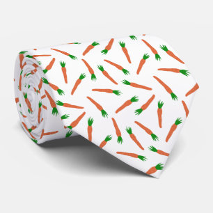 Easter Orange, White and Green Carrots Print Tie