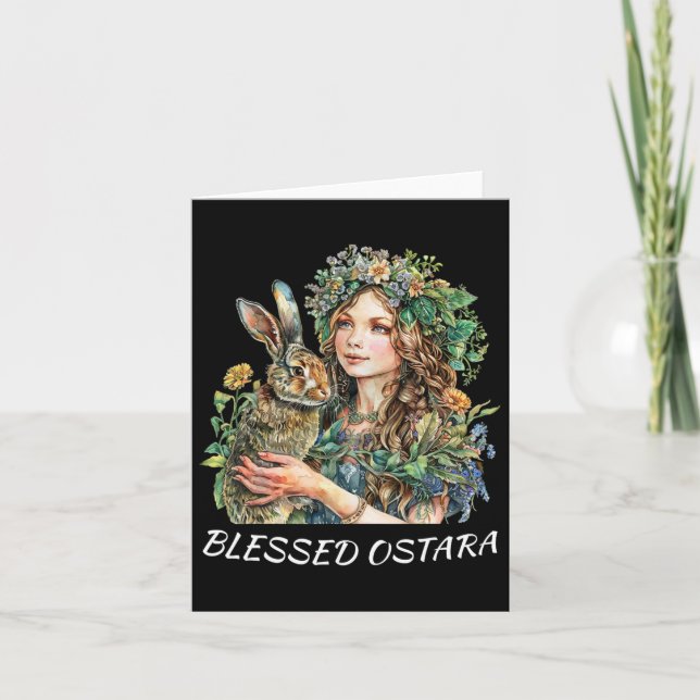 Easter Ostara Estres Pagan Ostara Blessings Rabbit Card (Front)