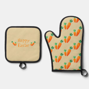 Easter Oven Mitt & Pot Holder Set with Carrots