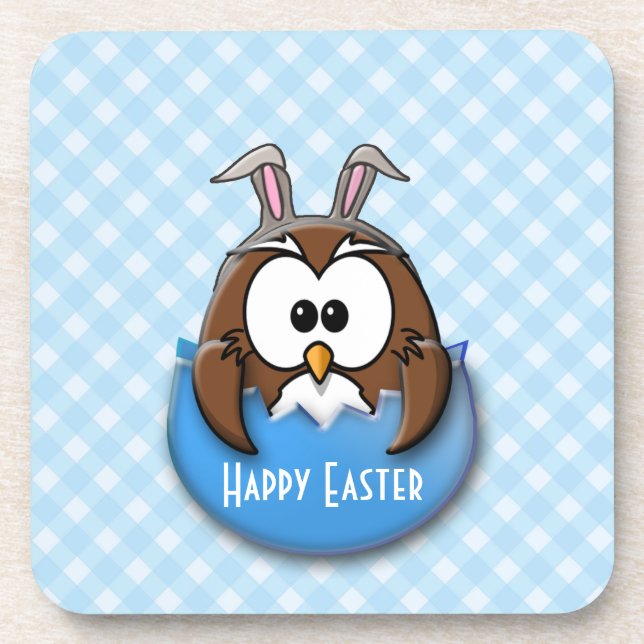 Easter owl - blue coaster (Front)
