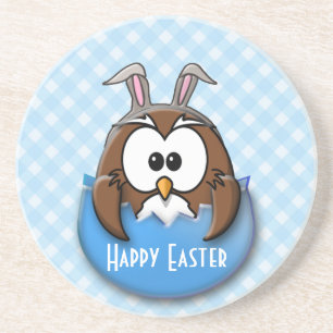 Easter owl - blue coaster