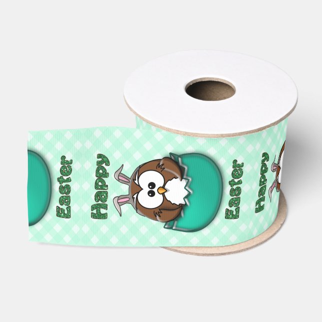 Easter owl - green grosgrain ribbon (Spool)