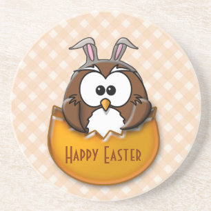 Easter owl - orange coaster