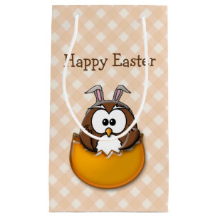 Easter owl - orange small gift bag
