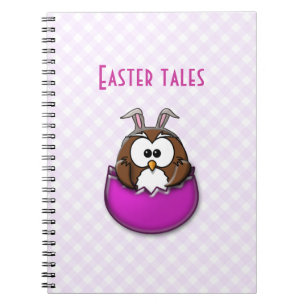 Easter owl - pink notebook