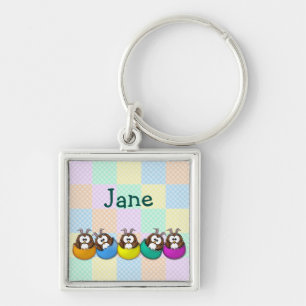 Easter owl - rainbow key ring