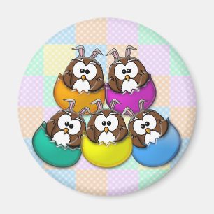 Easter owl - rainbow magnet