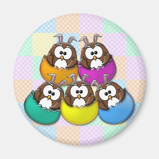 Easter owl - rainbow magnet (Front)
