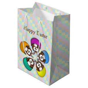 Easter owl - rainbow medium gift bag