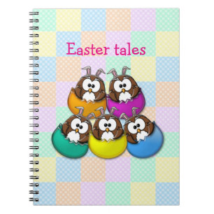Easter owl - rainbow notebook