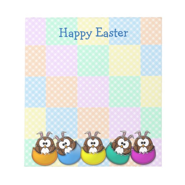 Easter owl - rainbow notepad (Front)