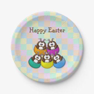 Easter owl - rainbow paper plate