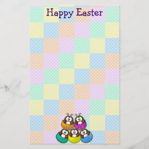 Easter owl - rainbow stationery