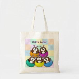 Easter owl - rainbow tote bag