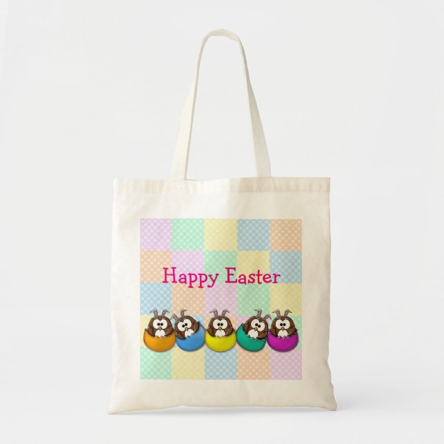 Easter owl - rainbow tote bag (Front)